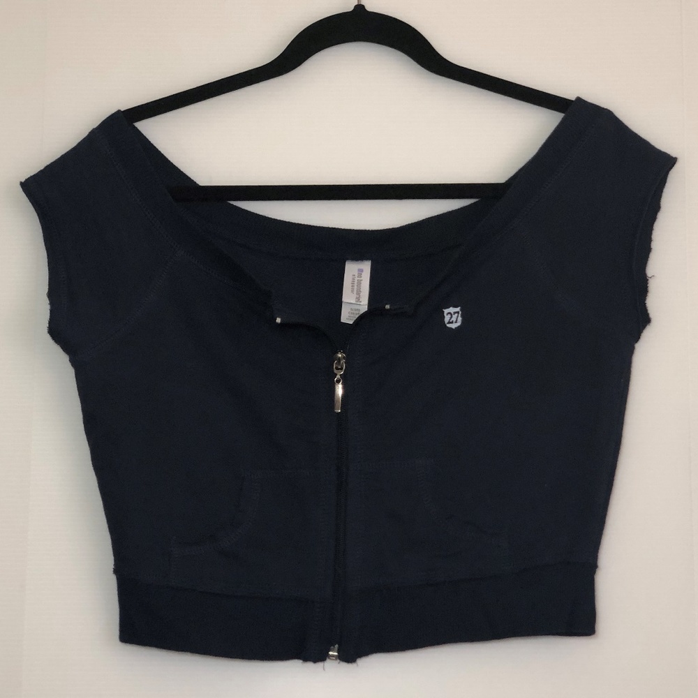 No Boundaries Navy Sleepwear Zipper Crop Top S